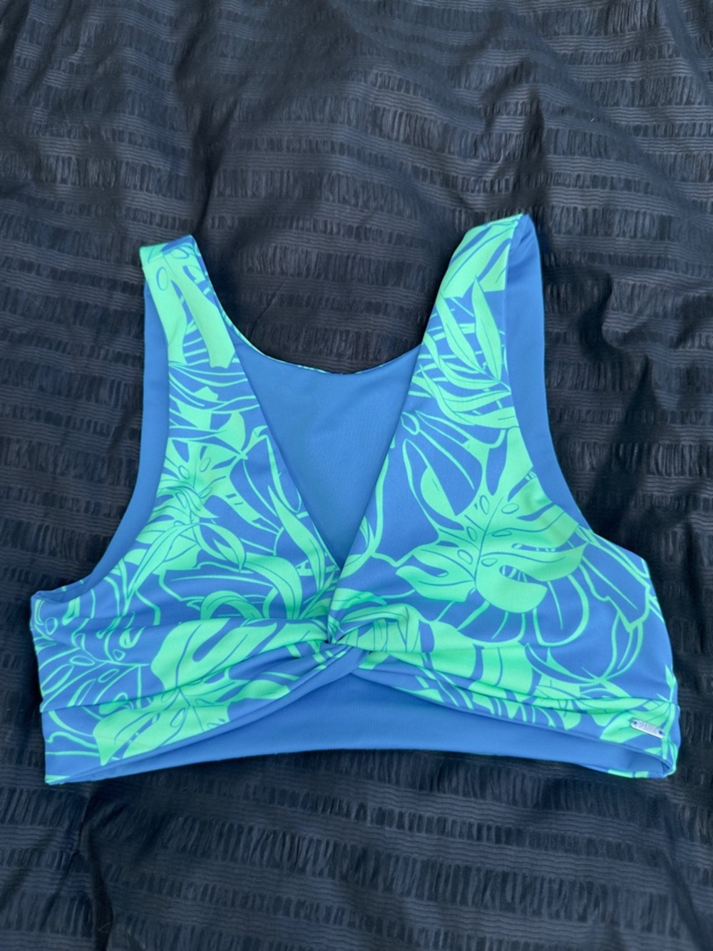 PINK VICTORIA’s SECRET Blue Twist-Front Sports Bra with Lime Leaf Print